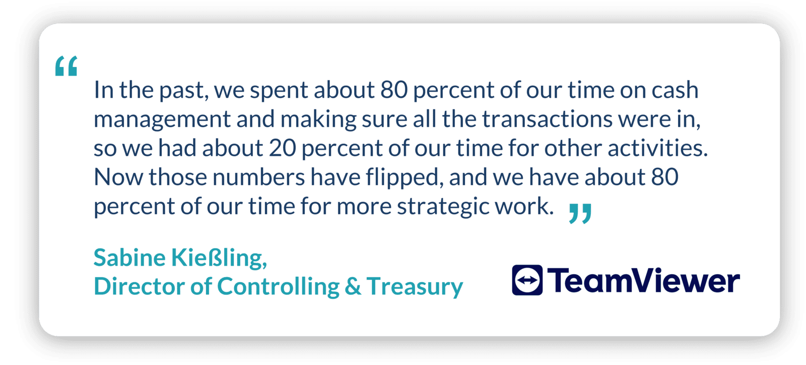 An overview of the cash visibility benefits achieved by TeamViewer's treasury team by using TIS. 