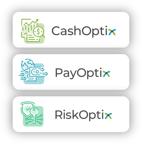 CashOptix, PayOptix, and RiskOptix are the three primary product suites associated with the TIS cloud solution.