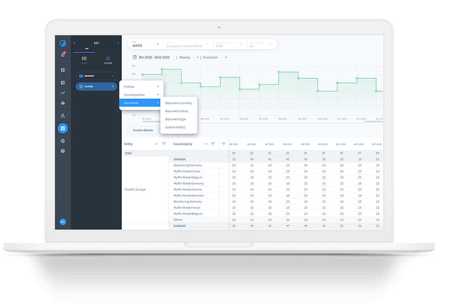 Screenshot of the TIS cash forecasting solution.