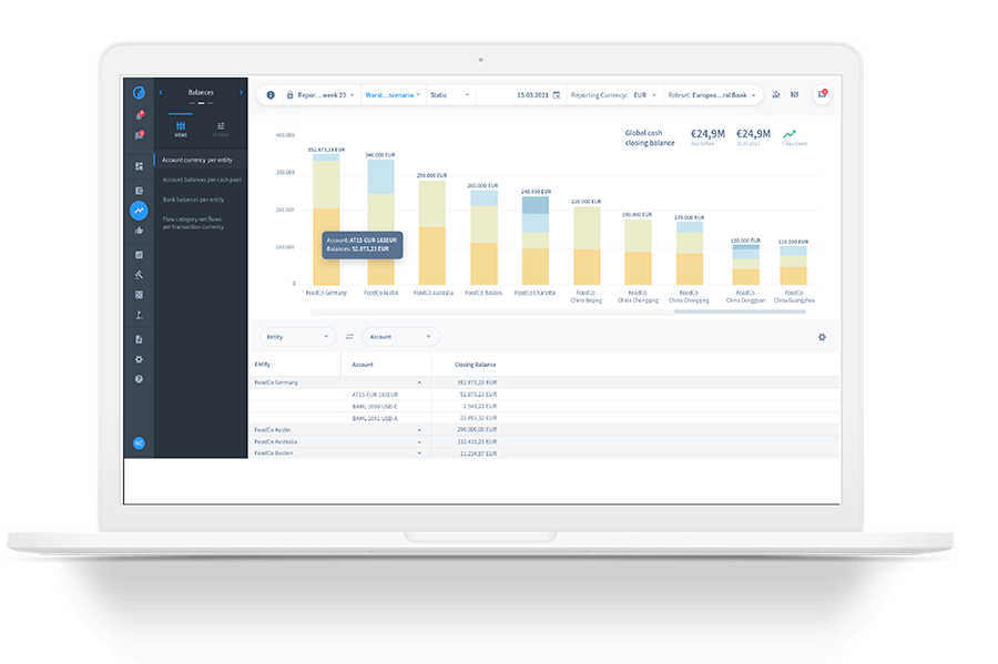 Screenshot of the TIS cash forecasting solution.