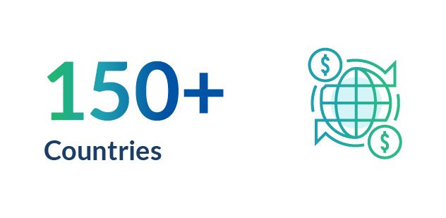 A blue and white logo featuring the text "100k+ 15 € Payment Profiles" in a modern font.